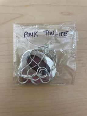 Pink Thulite Pendant Necklace Handmade Sterling Silver Gemstone Jewlery; @8”